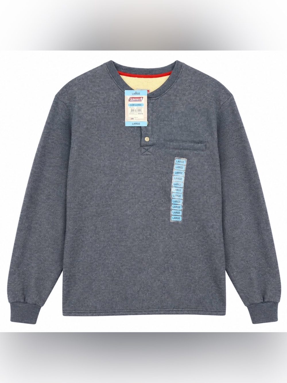 Coleman Men's Indigo Heather Heavyweight Henley Sweater with Sherpa Lining